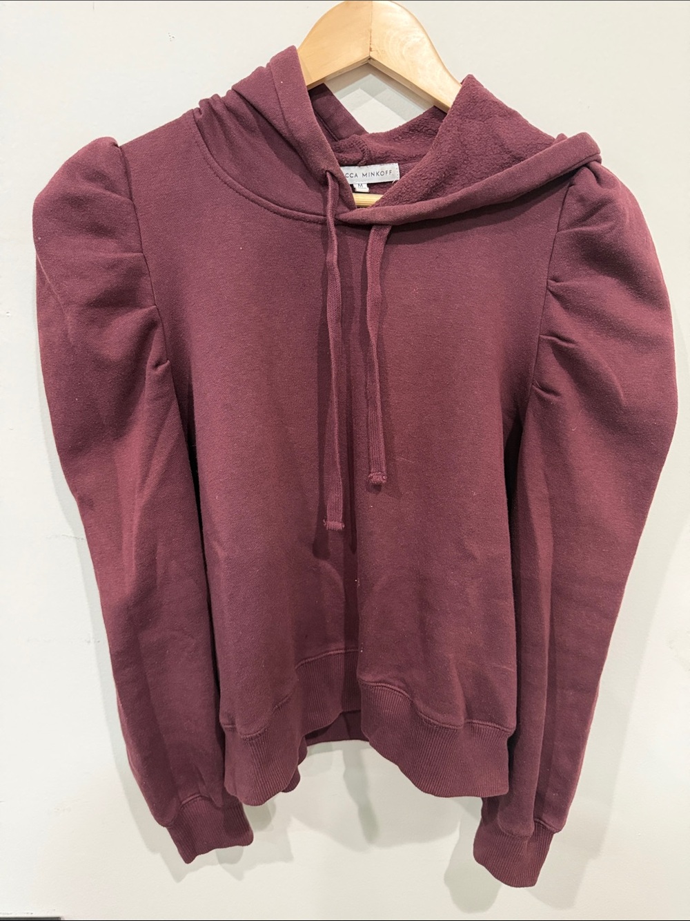 Rebecca Minkoff Plum Puff-Sleeve Drawstring Hoodie